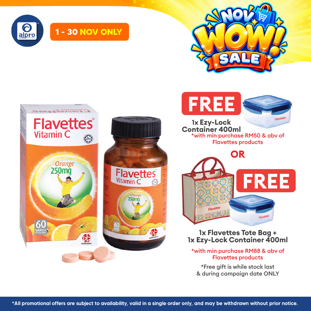 Flavettes Vitamin C 250mg Orange 60s | Immune System Health