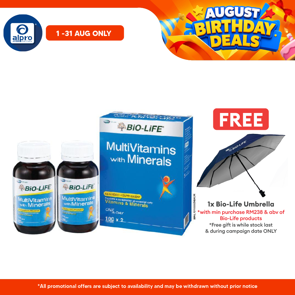 BiO-LiFE Multivitamins + Minerals 2x100s | Develops Strong Bones and Teeth Bio-life