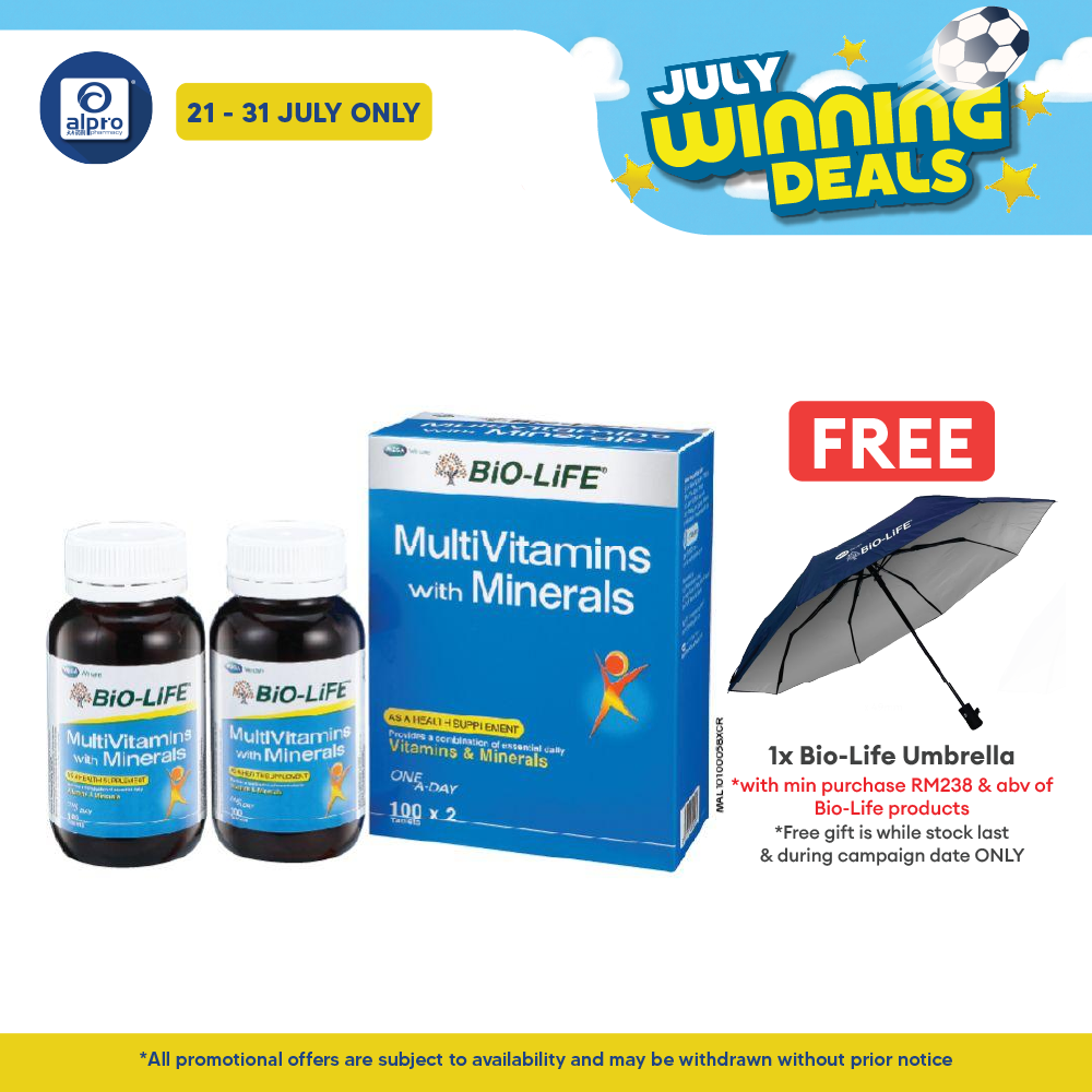 BiO-LiFE Multivitamins + Minerals 2x100s | Develops Strong Bones and Teeth Bio-life