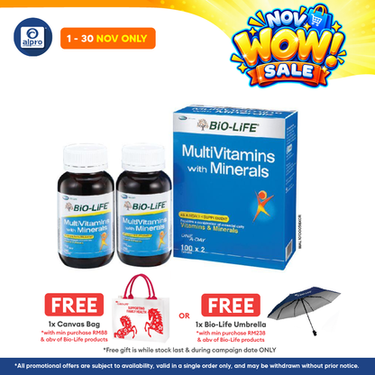BiO-LiFE Multivitamins + Minerals 2x100s | Develops Strong Bones and Teeth