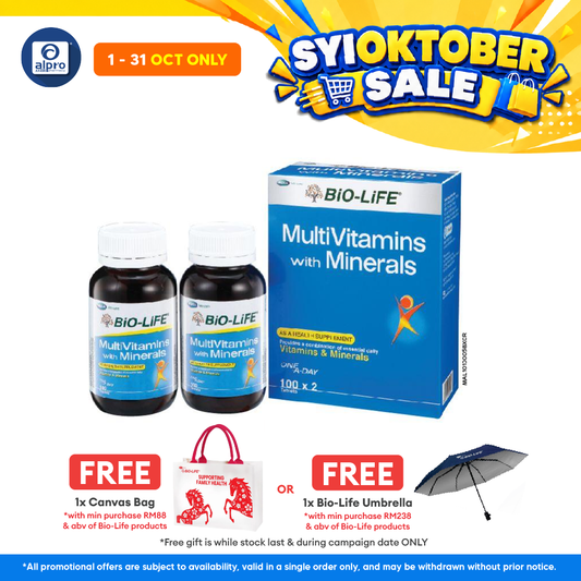 BiO-LiFE Multivitamins + Minerals 2x100s | Develops Strong Bones and Teeth