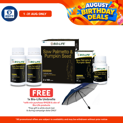 Bio-life Saw Palmetto & Pumpkin Seed 2x100s Plus 30s | Men's Health Bio-life