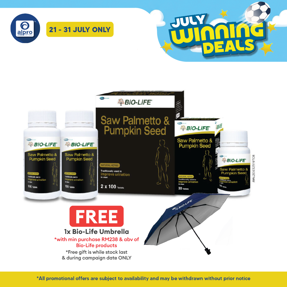 Bio-life Saw Palmetto & Pumpkin Seed 2x100s Plus 30s | Men's Health Bio-life