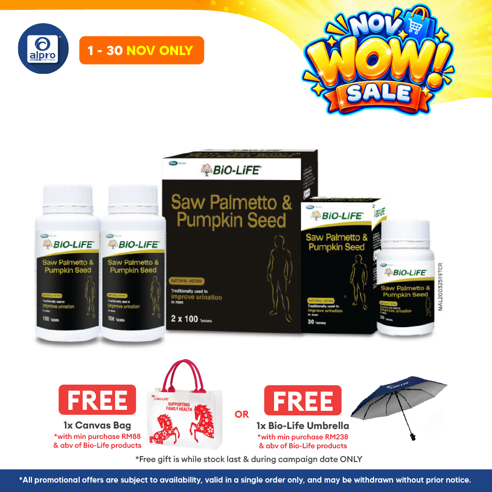 Bio-life Saw Palmetto & Pumpkin Seed 2x100s Plus 30s | Men's Health