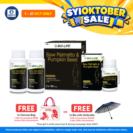 Bio-life Saw Palmetto & Pumpkin Seed 2x100s Plus 30s | Men's Health