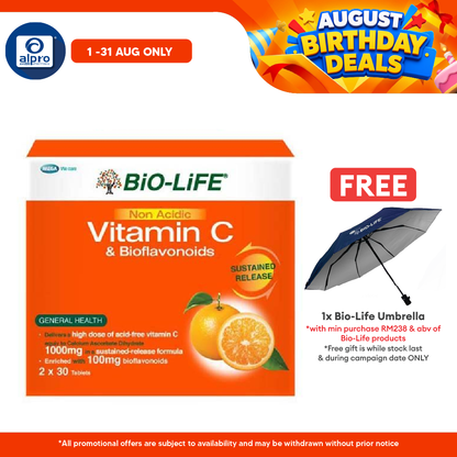 Bio-life Non Acidic Vitamin C & Bioflavonoids 2x30s | Gentle On Stomach Alpro Pharmacy
