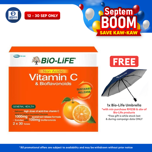 Bio-life Non Acidic Vitamin C & Bioflavonoids 2x30s | Gentle On Stomach