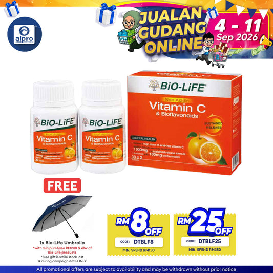 Bio-life Non Acidic Vitamin C & Bioflavonoids 2x30s | Gentle On Stomach Bio-life