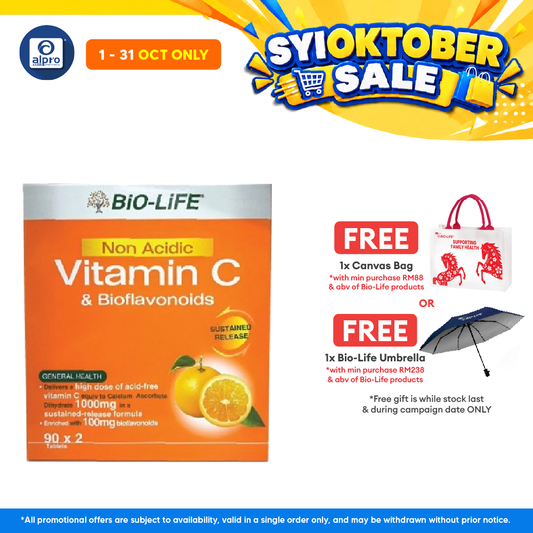 Bio-life Non Acidic Vitamin C & Bioflavonoids 2x90s | Gentle On Stomach