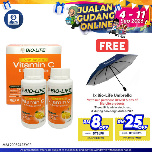 Bio-life Non Acidic Vitamin C & Bioflavonoids 2x90s | Gentle On Stomach Bio-life