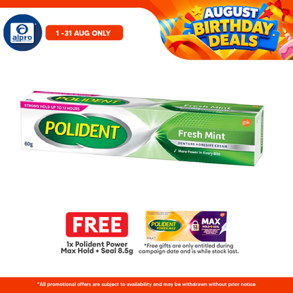 *Polident Fresh Mint Denture Adhesive Cream 60g | Denture Extra Hold Polident