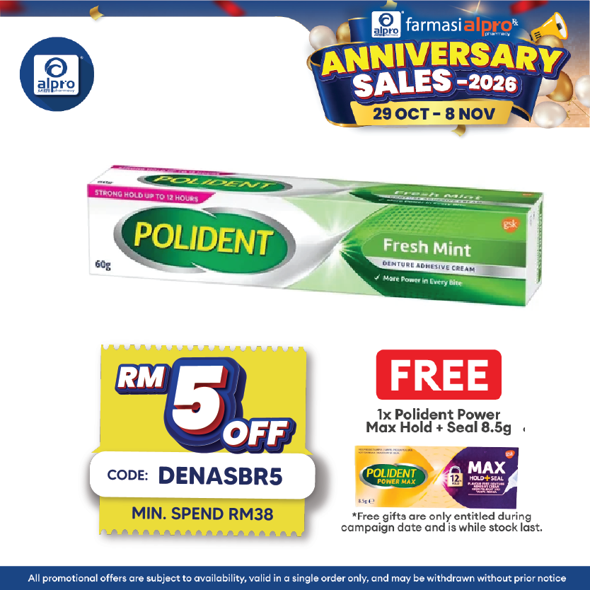 *Polident Fresh Mint Denture Adhesive Cream 60g | Denture Extra Hold