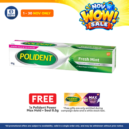*Polident Fresh Mint Denture Adhesive Cream 60g | Denture Extra Hold