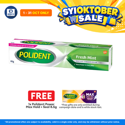 *Polident Fresh Mint Denture Adhesive Cream 60g | Denture Extra Hold