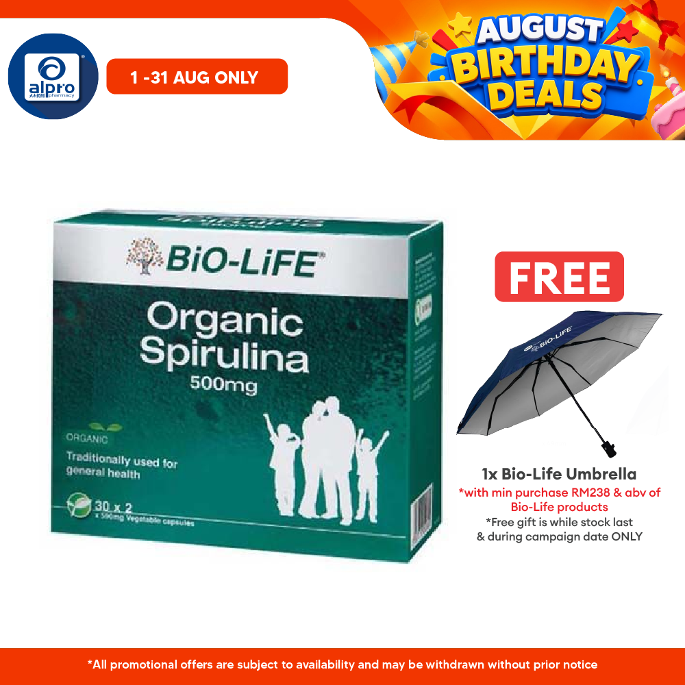 Bio-life Organic Spirulina 500mg 2x30s | High Antioxidant Bio-life