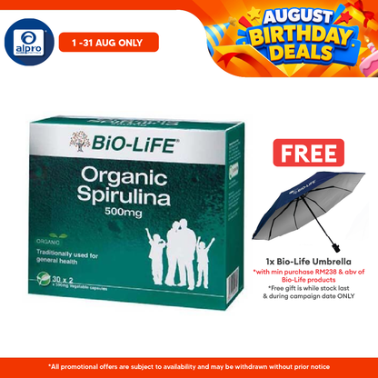 Bio-life Organic Spirulina 500mg 2x30s | High Antioxidant Bio-life