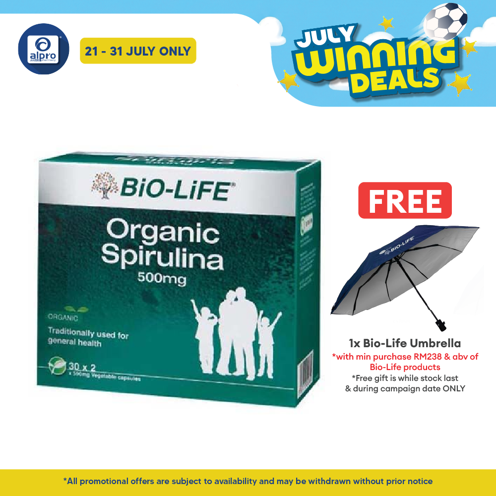 Bio-life Organic Spirulina 500mg 2x30s | High Antioxidant Bio-life