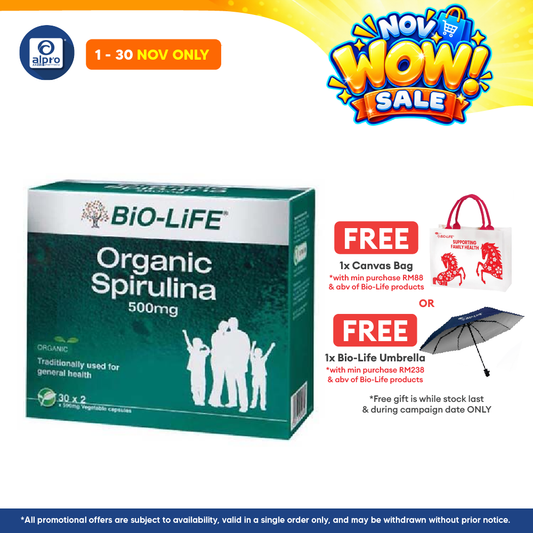 Bio-life Organic Spirulina 500mg 2x30s | High Antioxidant