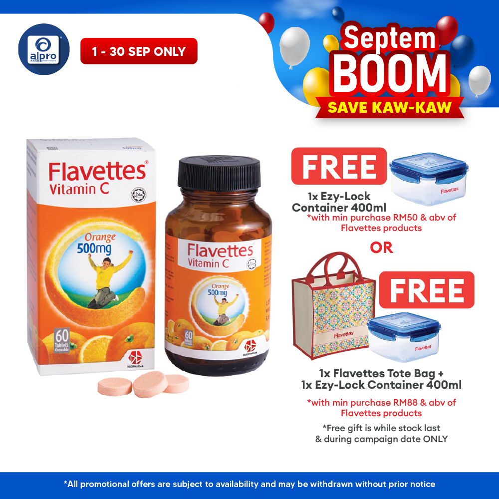 Flavettes Vitamin C 500mg (Orange) 60s | General Well-being Flavettes