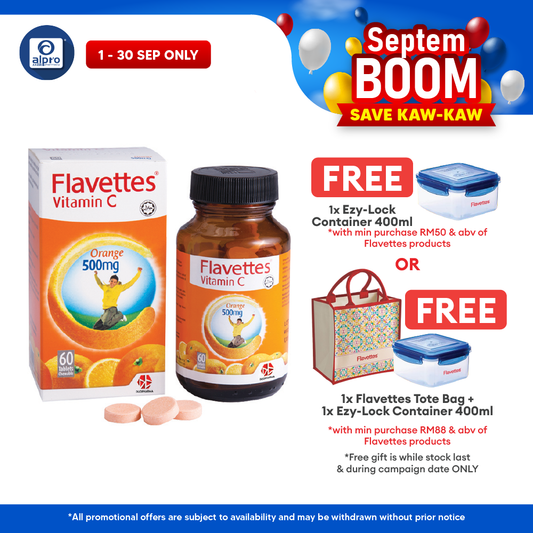 Flavettes Vitamin C 500mg (Orange) 60s | General Well-being Flavettes