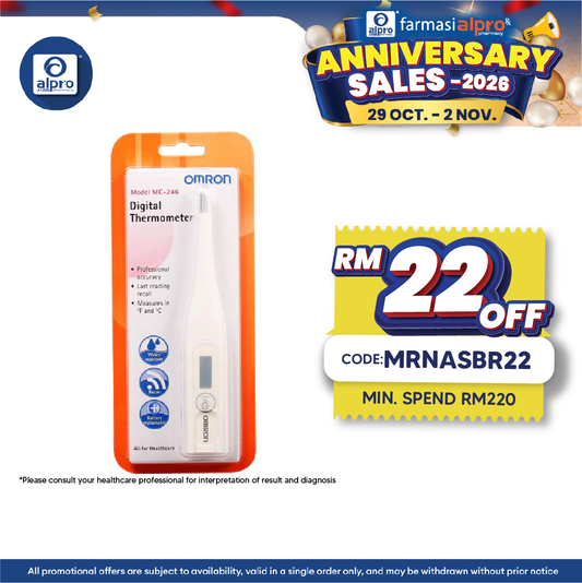 Omron Digital Thermometer MC-246 | For Oral, Axillary & Rectum