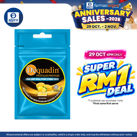 Dequadin Pastilles Extra Strong Taste Lemon 20g | for Sore Throat