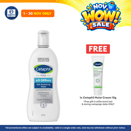 Cetaphil Pro AD Derma Body Wash 295ml |  Helps Relieve Itchy Skin