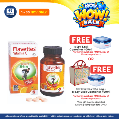 Flavettes Vitamin C 250mg Sugar free Orange 100s | Boosts Immune System