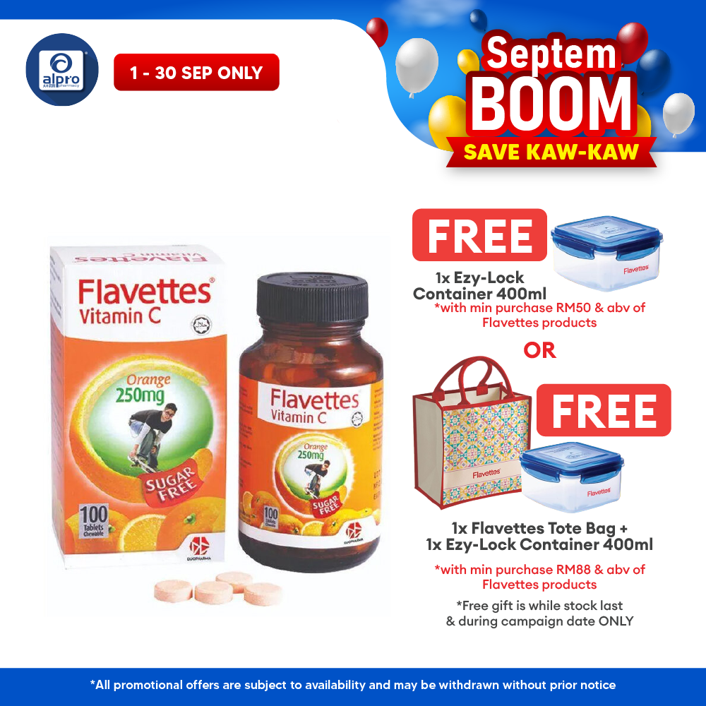 Flavettes Vitamin C 250mg Sugar free Orange 100s | Boosts Immune System Flavettes