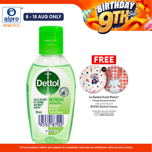 Dettol Hand Sanitizer (Refresh) 50ml | Kills 99.99% of Germs Dettol