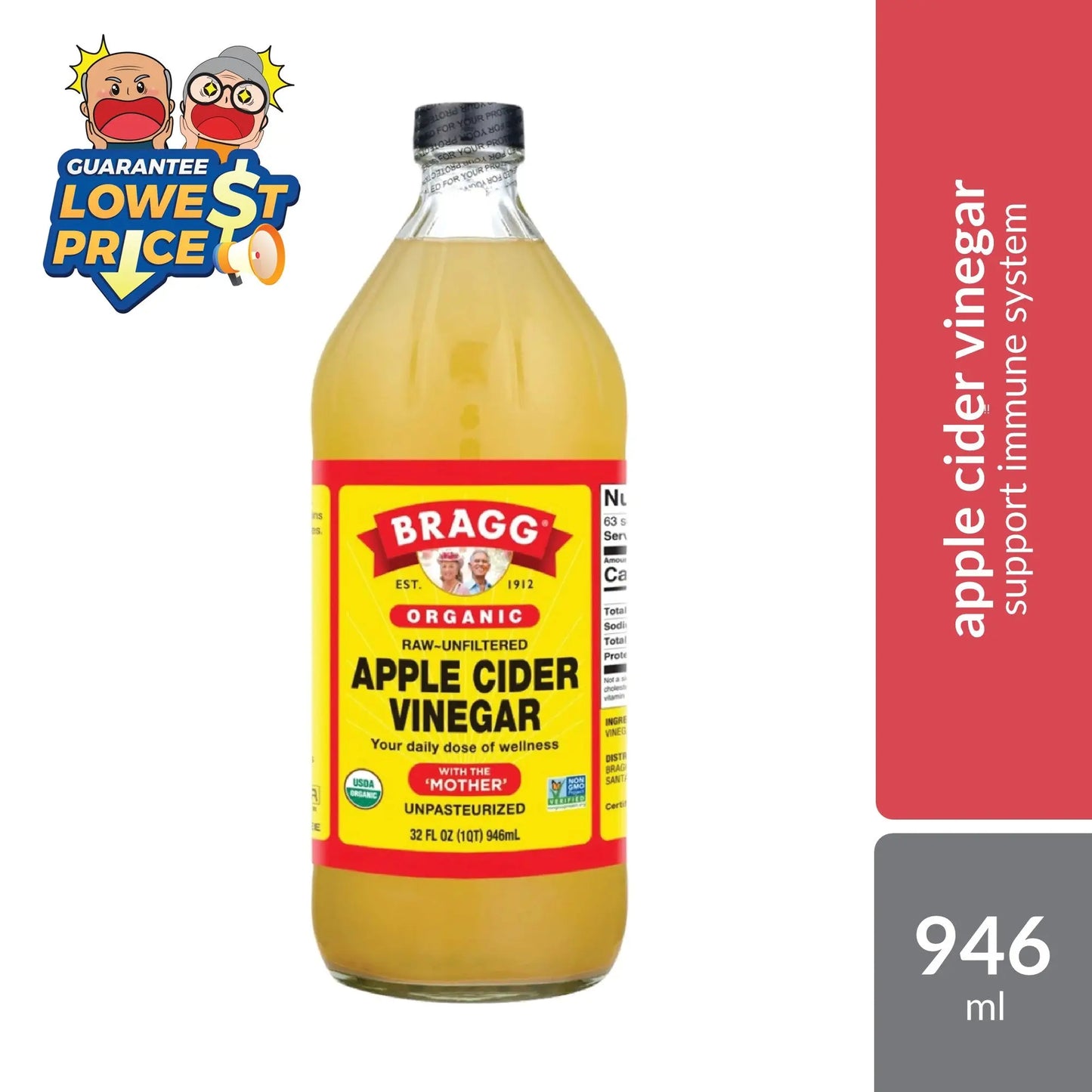 Bragg Apple Cider Vinegar 946ml | Support Immune System Bragg