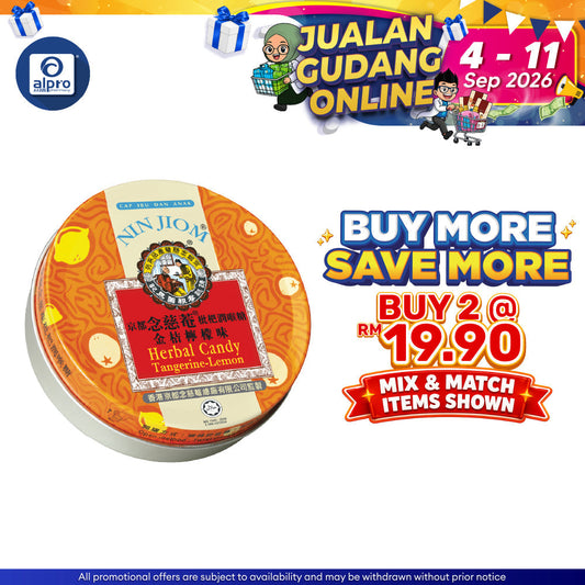 Nin Jiom Herbal Candy Tangerine Lemon 60g | Relieve Throat Discomfort Nin Jiom