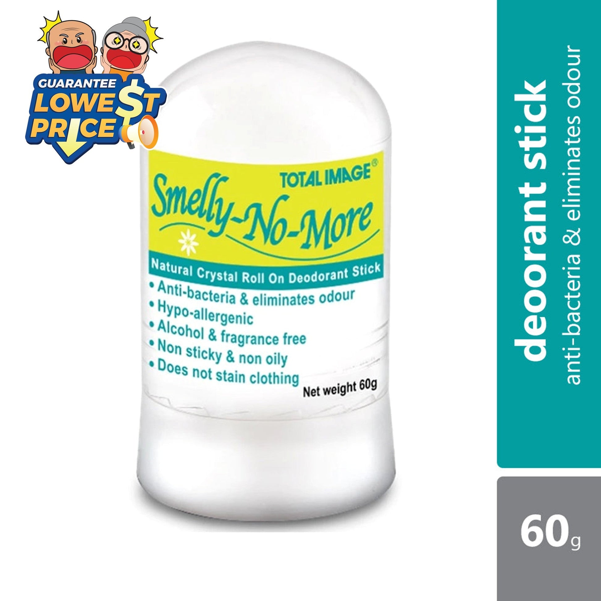 Total Image Smelly No More Roll On Deodorant 60g | Pure Natural Mineral Salt Total Image