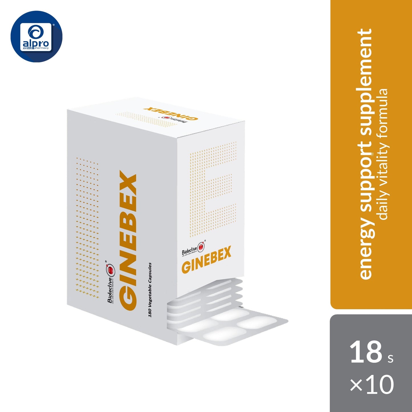 Biotective Ginebex 18 X 10s | Energy & Vitality Support Biotective