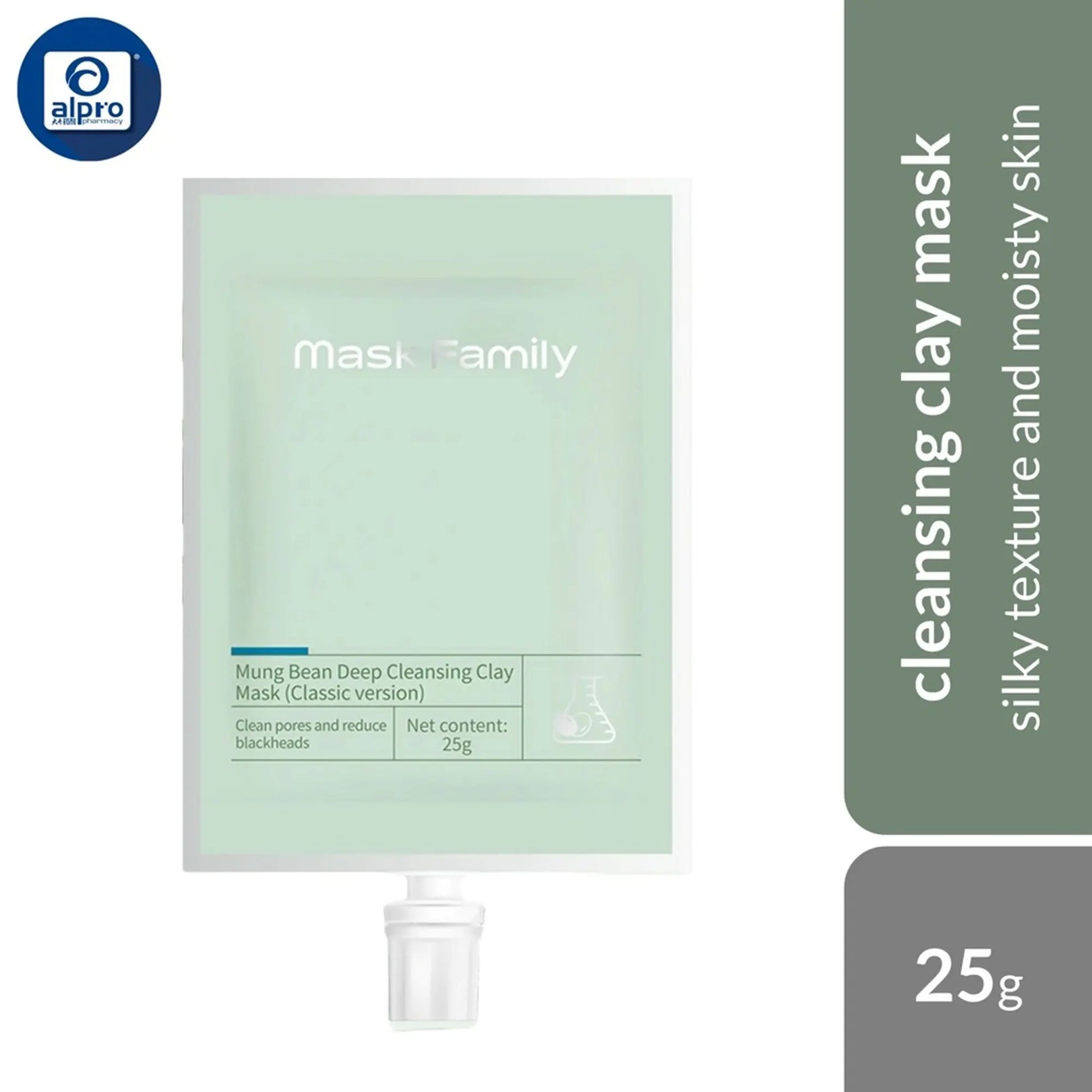 Mask Family Mung Bean Deep Cleansing Mud Mask 25g | Silky Texture and Moisty Skin Mask Family