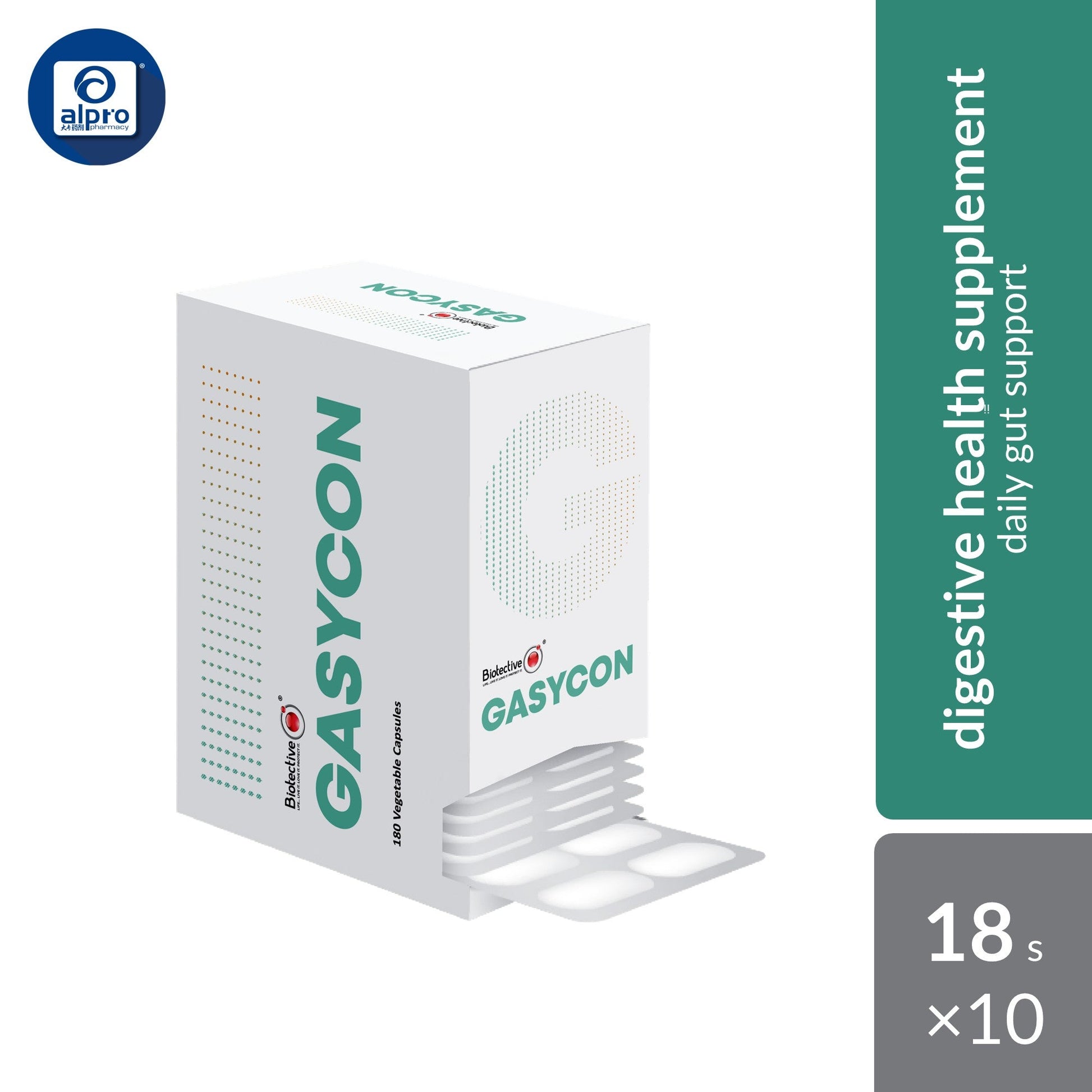 Biotective Gasycon 18s X 10s | Daily Gut Support Biotective