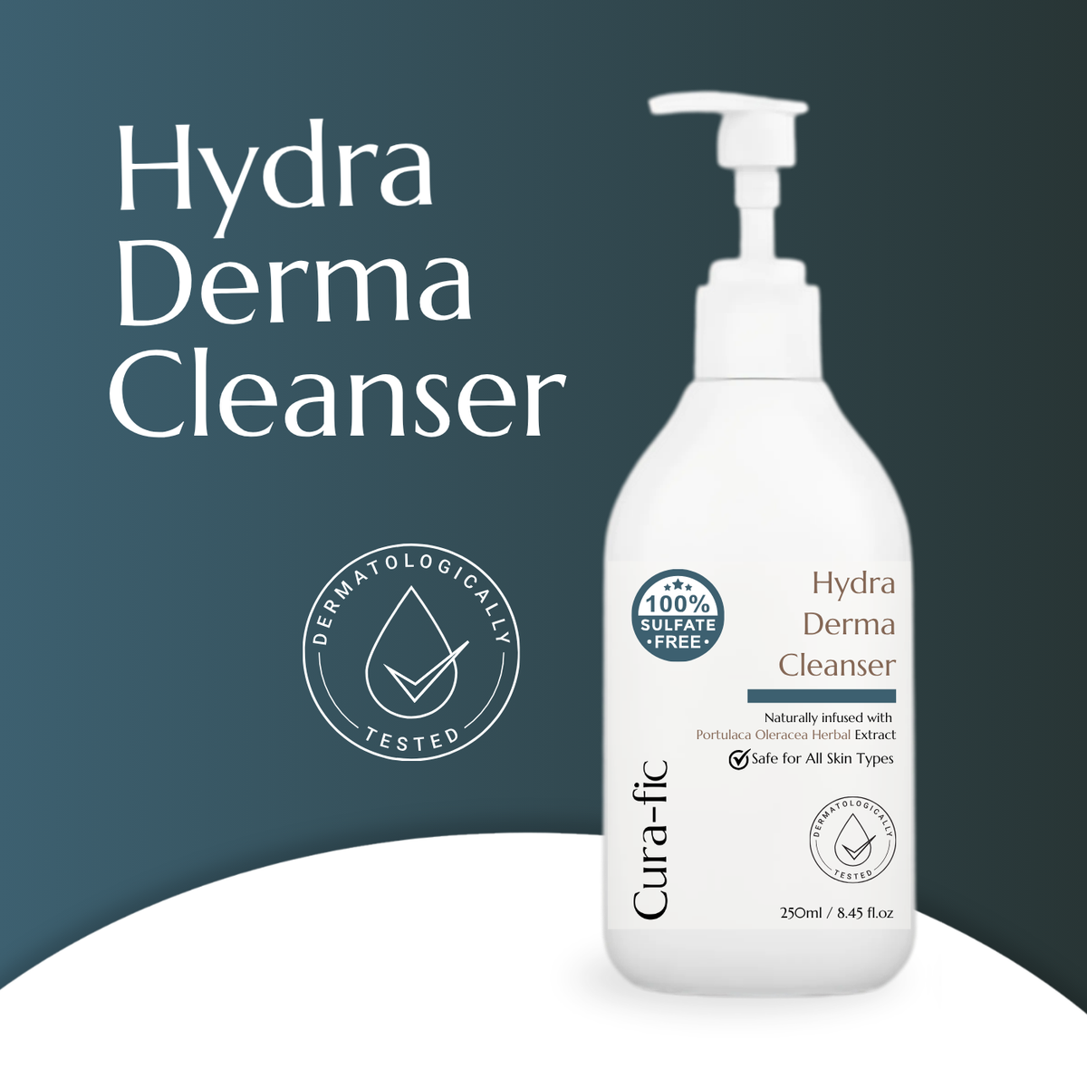Cura-Fic Hydra Derma Cleanser-Full Size 250mL | Anti-Aging Herbs & Soothe Irritated Skin