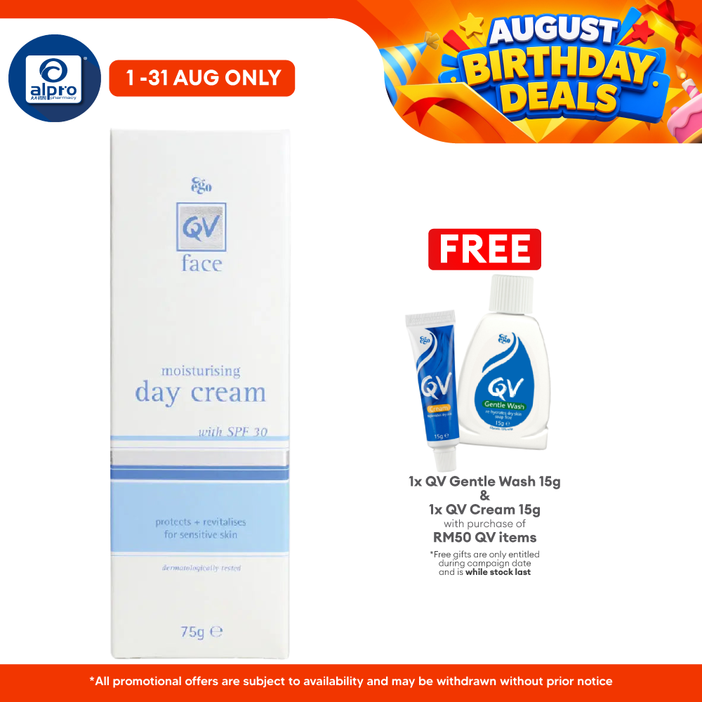 Ego QV Face Moist Day Cream With SPF30+ 75g | Protective Moisturiser QV