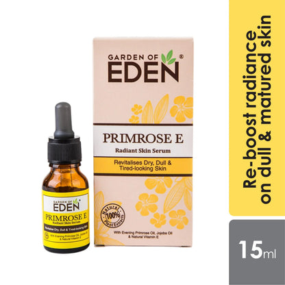 Garden Of Eden Primrose E Serum 15ml | Rejuvenate Dull & Tired-Looking Skin Garden Of Eden