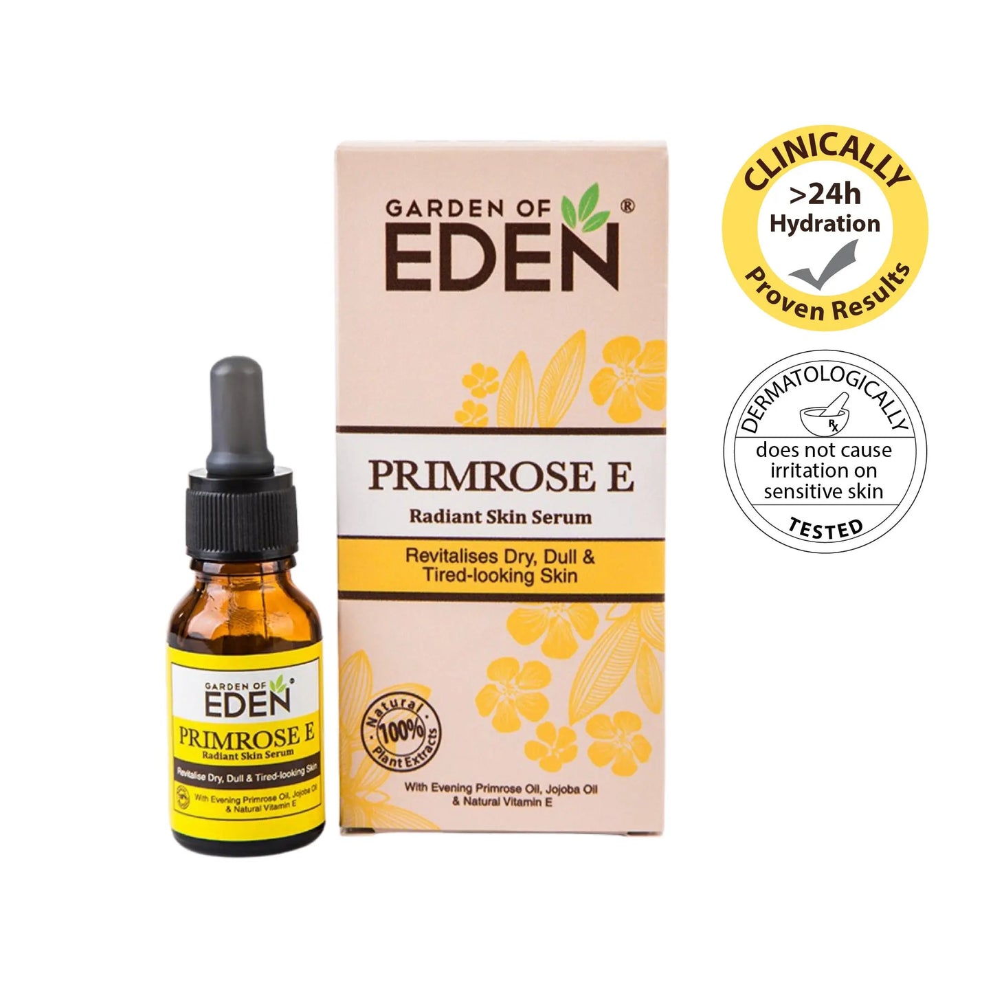 Garden Of Eden Primrose E Serum 15ml | Rejuvenate Dull & Tired-Looking Skin Garden Of Eden