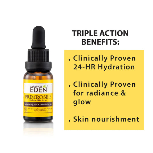 Garden Of Eden Primrose E Serum 15ml | Rejuvenate Dull & Tired-Looking Skin Garden Of Eden