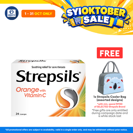 Strepsils Vitamin C-100 Lozenges (Orange Flavour) 24s | Soothing Relief For Sore Throat