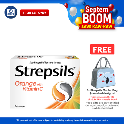 Strepsils Vitamin C-100 Lozenges (Orange Flavour) 24s | Soothing Relief For Sore Throat