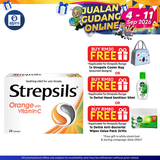 Strepsils Vitamin C-100 Lozenges (Orange Flavour) 24s | Soothing Relief For Sore Throat Strepsils