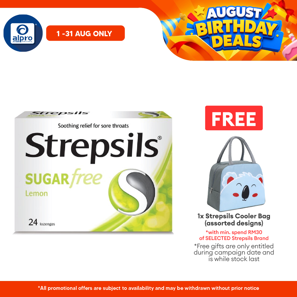 Strepsils Lemon Sugar Free 24s | Symptomatic Mouth and Throat Relief Strepsils
