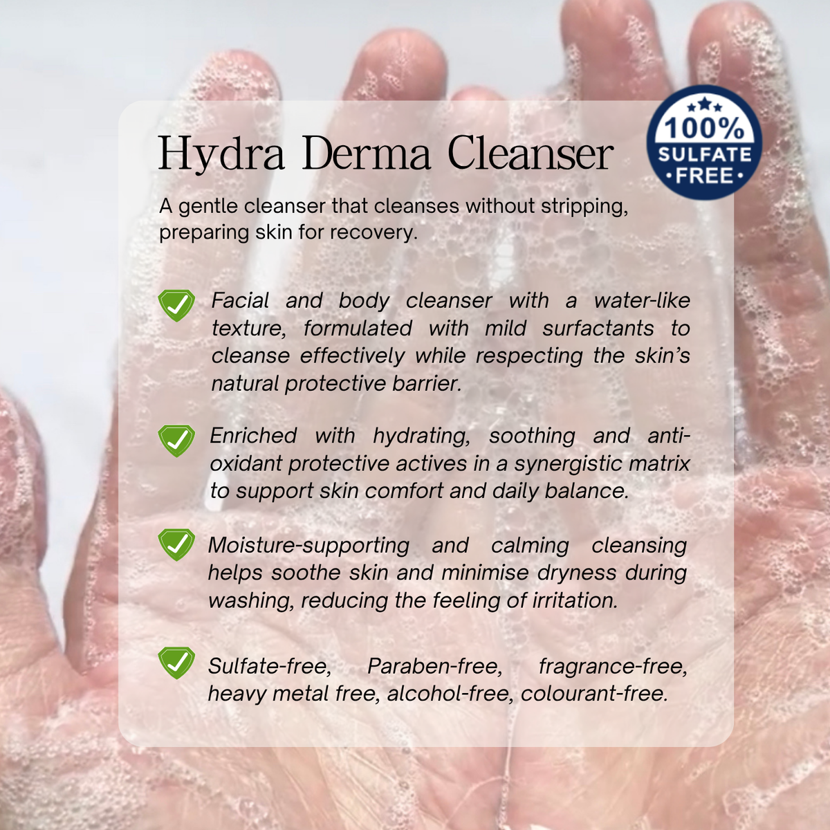 Cura-Fic Hydra Derma Cleanser-Full Size 250mL | Anti-Aging Herbs & Soothe Irritated Skin