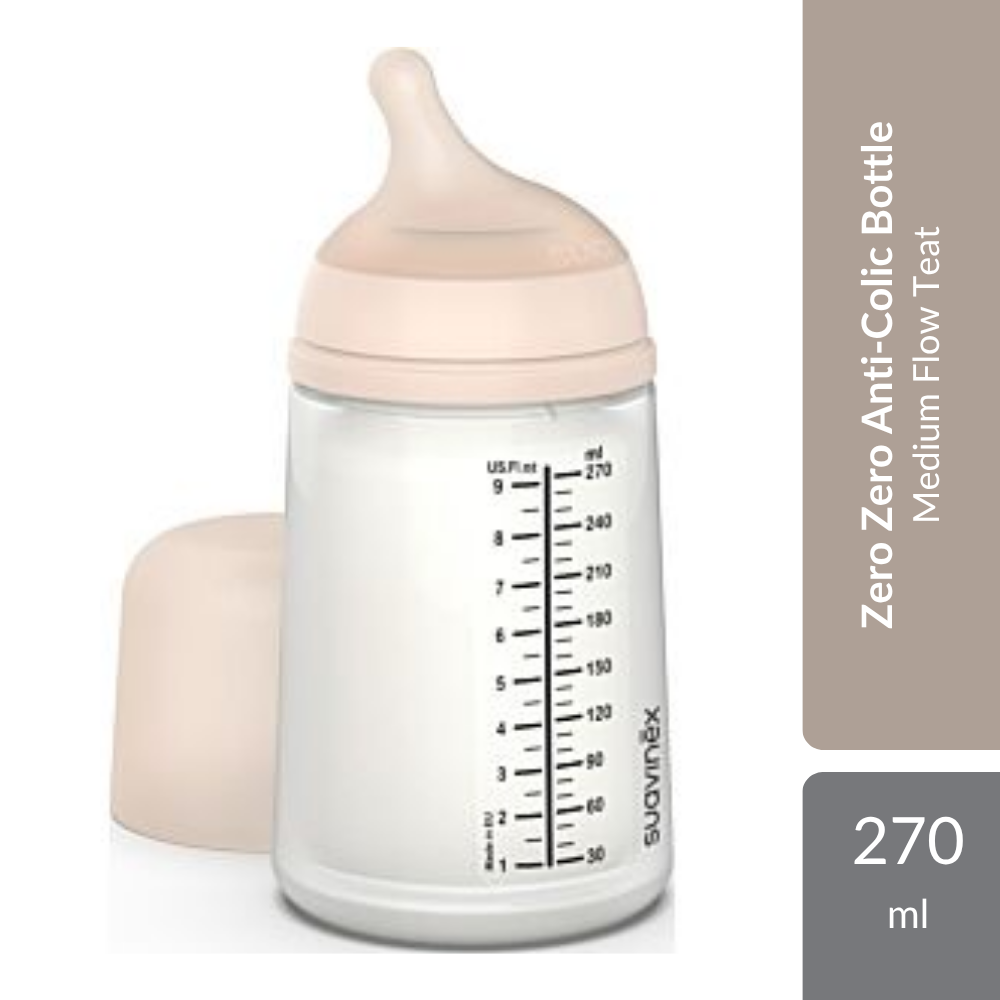 Suavinex Zero Zero Anti-Colic Bottle 270ml | Anti-Colic System With Medium Flow Teat For Babies 3M+ Suavinex