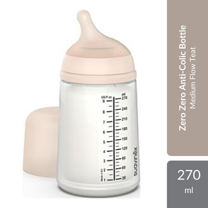 Suavinex Zero Zero Anti-Colic Bottle 270ml | Anti-Colic System With Medium Flow Teat For Babies 3M+ Suavinex
