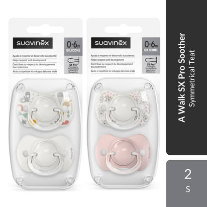 Suavinex A Walk Physiological Soother SX Pro Silicone Teat 0-6M 2s | Symmetrical Teat Suavinex