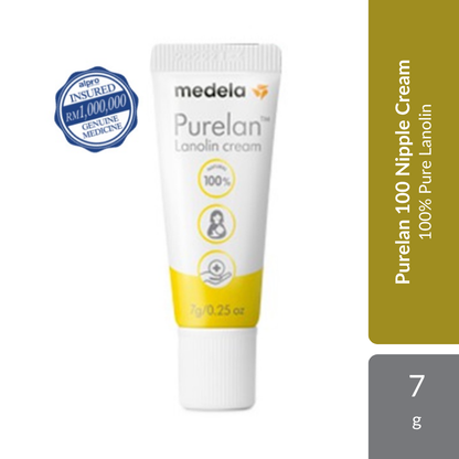 Medela Purelan 100 Nipple Cream 7g | 100% Pure Lanolin For Soothing Dry & Sore Nipples Medela